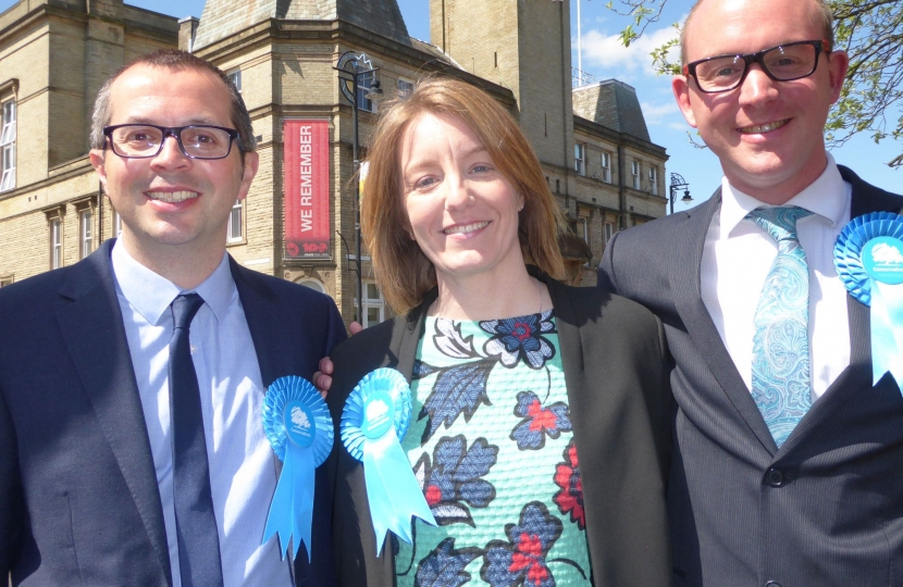 Aidy Riggott and Andrew Snowden with Parliamentary Candidate Caroline Moon