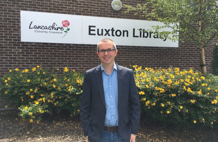 Aidrian Riggott outside Euxton library