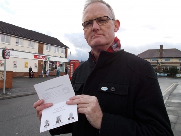 Chairman Peter Malpas with one of the Christmas Cards